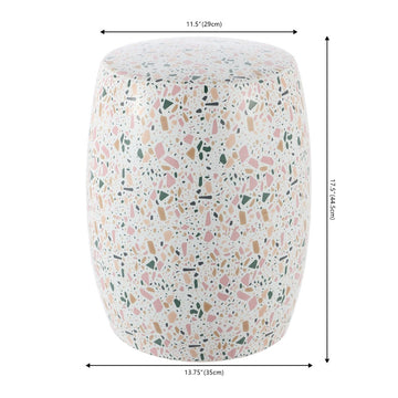 Chiara 17.5" Terrazzo Ceramic Garden Stool - JONATHAN Y